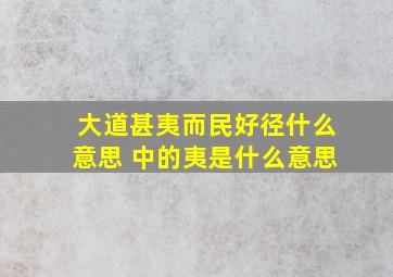 大道甚夷而民好径什么意思 中的夷是什么意思